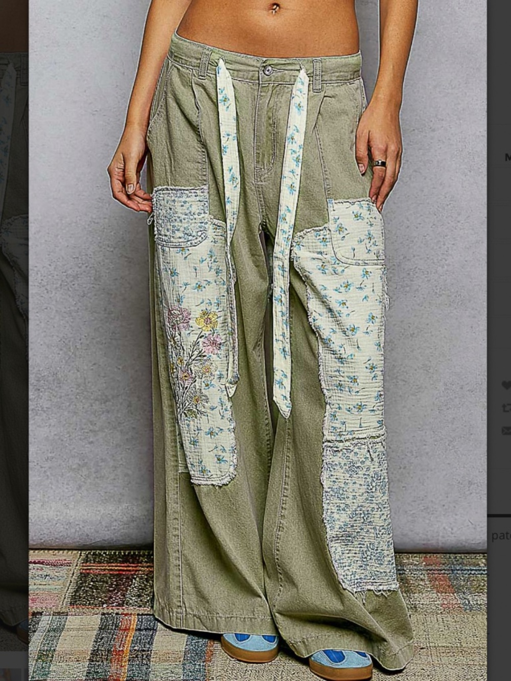 🎂 POL “ COLUMBIA 2 “ POL Pants in Denim with Patchwork & Raw Edge Detail 75 - Picture 1 of 6